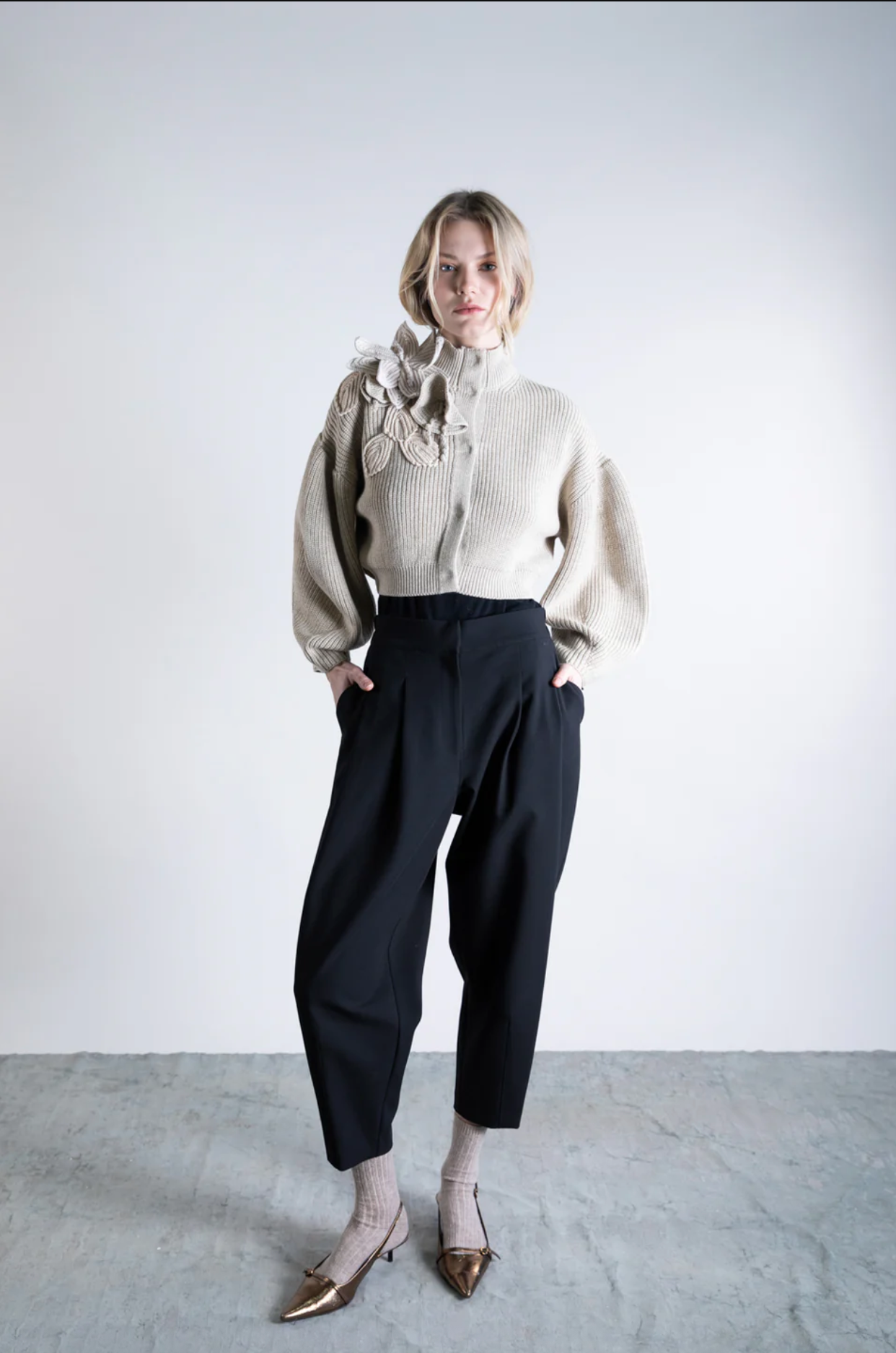 FUNNEL NECK CARDIGAN