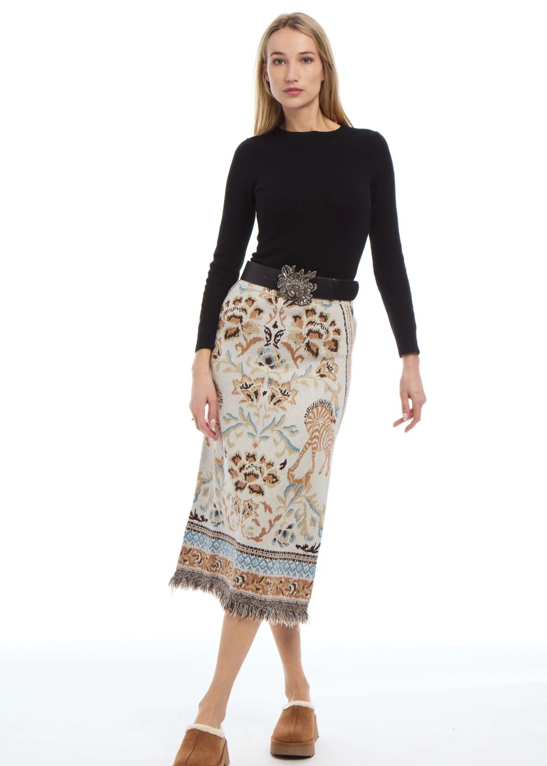 CAMILLE KNIT FRINGE SKIRT