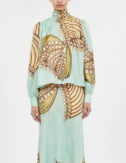 ORNAMENT TIE NECK BLOUSE