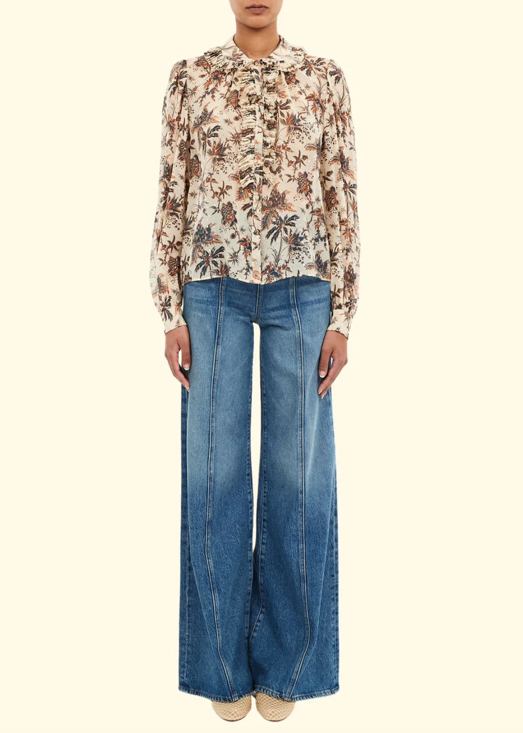 NINA RUFFLE PLACKET BLOUSE