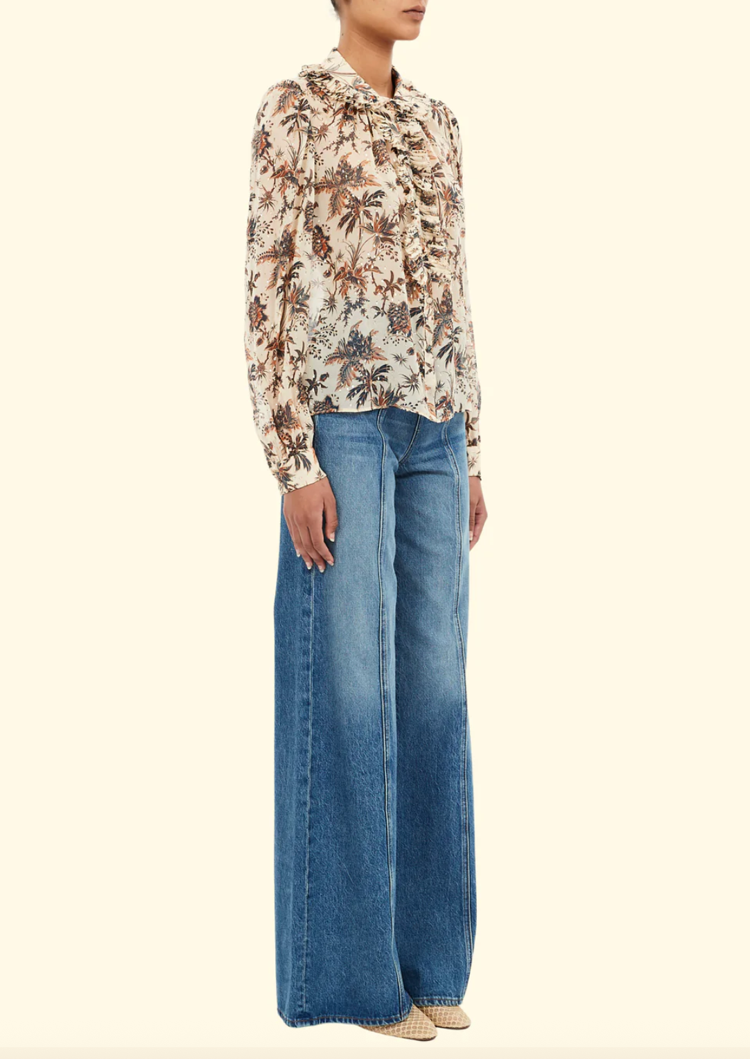 NINA RUFFLE PLACKET BLOUSE