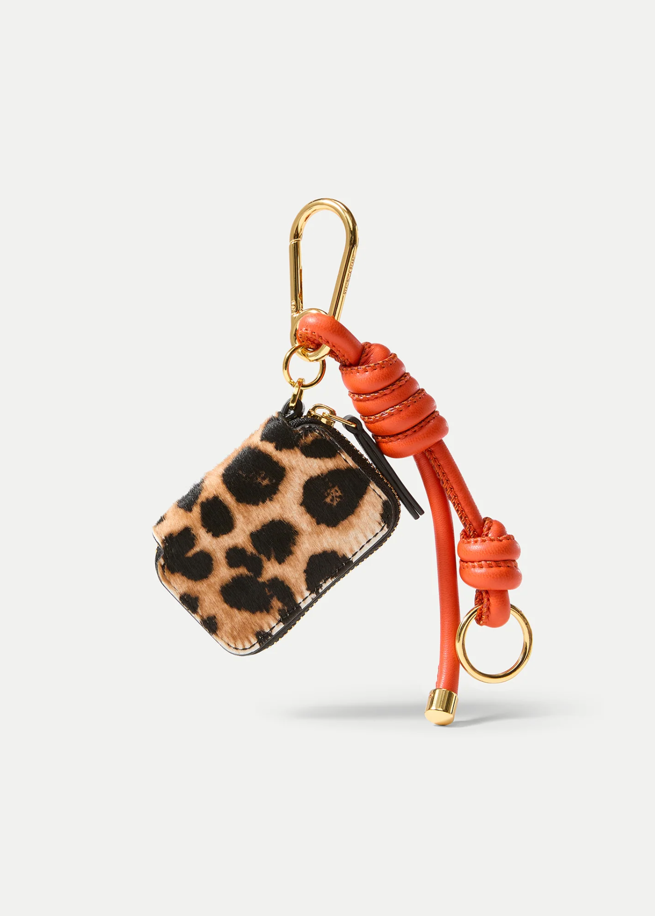 LEOPARD ZIP POUCH BAG CHARM ACORN MULTI