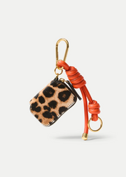 LEOPARD ZIP POUCH BAG CHARM ACORN MULTI