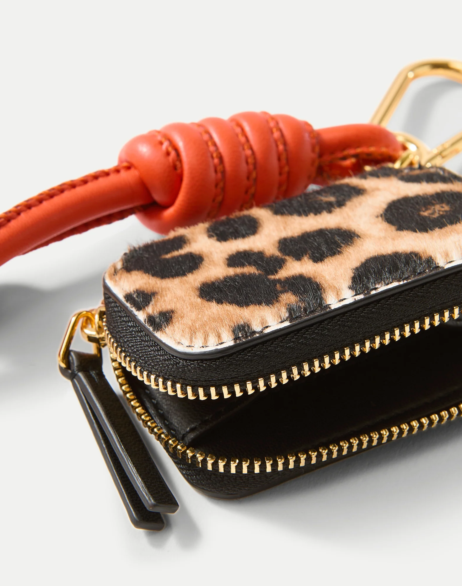 LEOPARD ZIP POUCH BAG CHARM ACORN MULTI