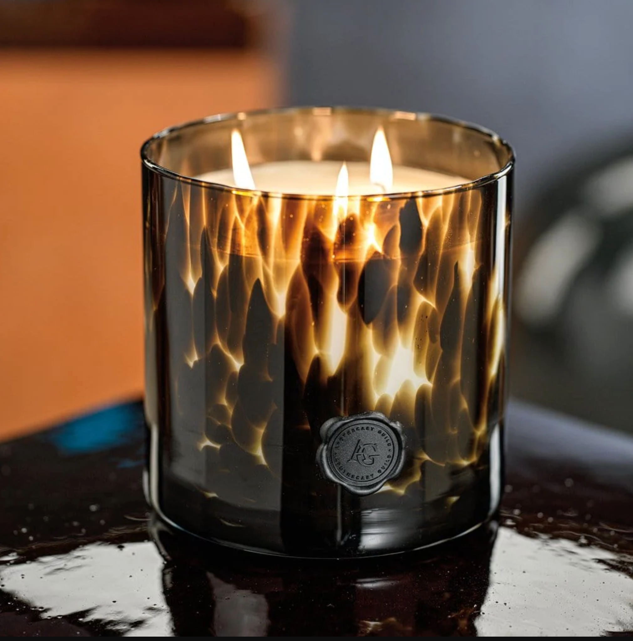 OPAL GLASS 3 WICK CANDLE JAR BLACK FIG VET