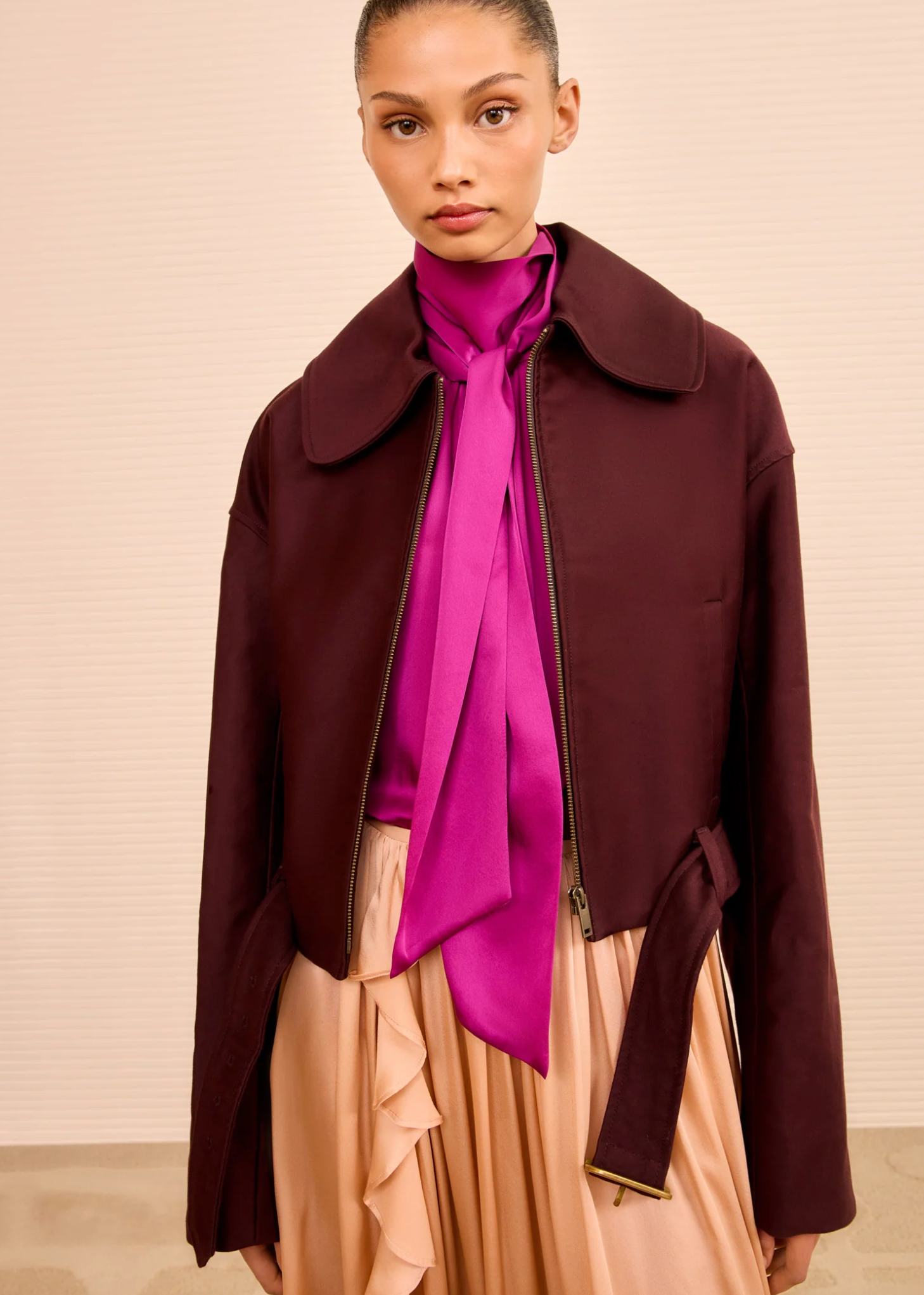 SIGNAL CROPPED BELTED JACKET