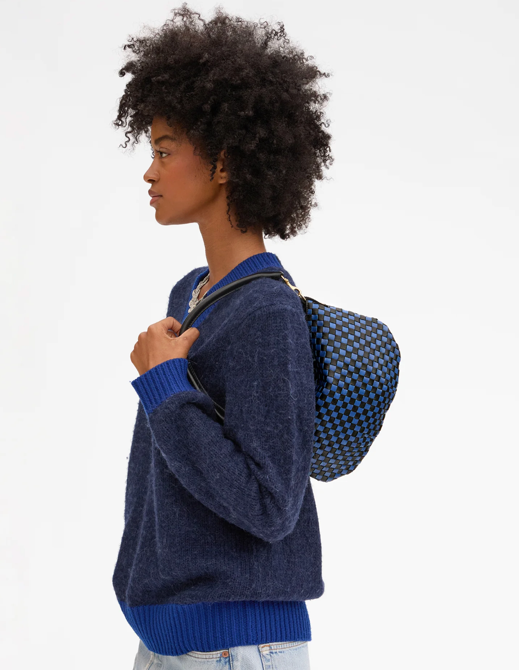 PETIT MOYEN MESSENGER WOVEN CHECKER BLACK/COBALT