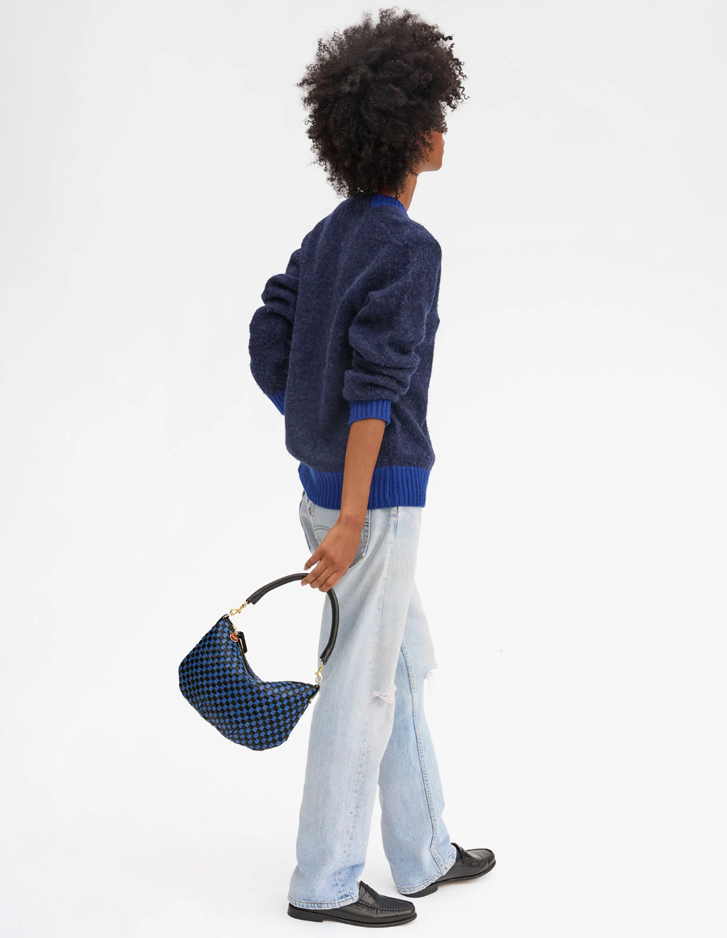 PETIT MOYEN MESSENGER WOVEN CHECKER BLACK/COBALT