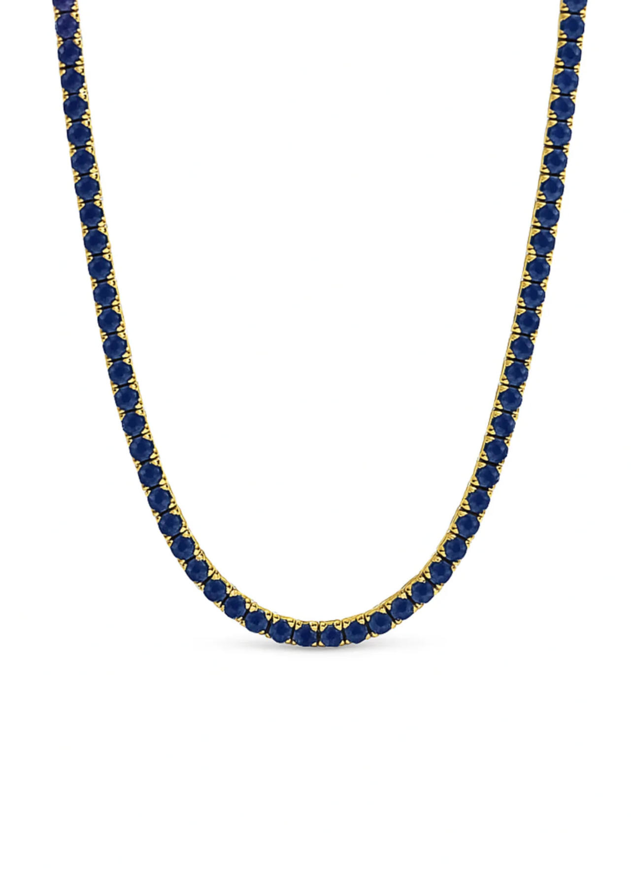 BLUE SAPPHIRE CZ TENNIS NECKLACE 16"