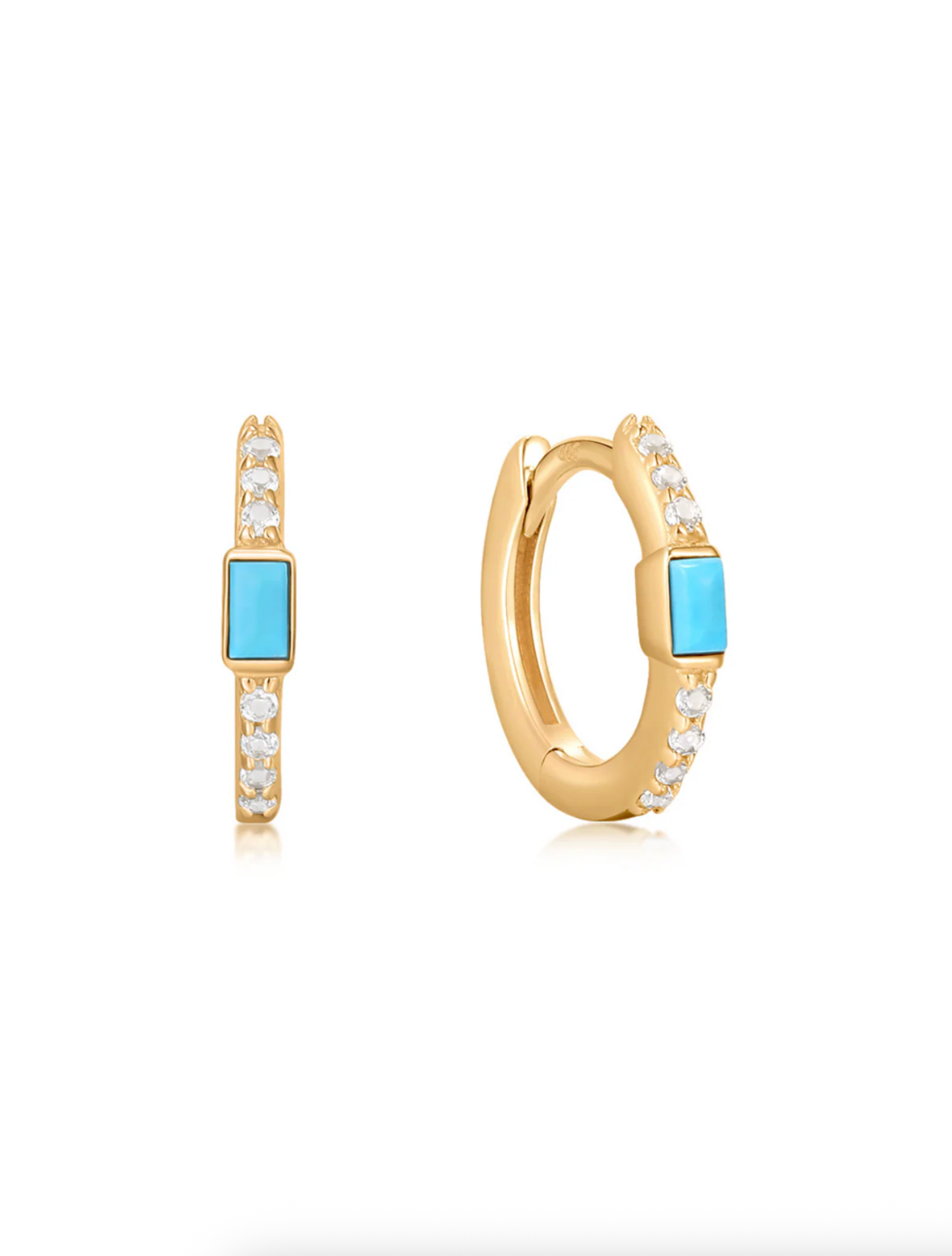 DAISY TURQUOISE & WHITE TOPAZ HUGGIE EARRINGS