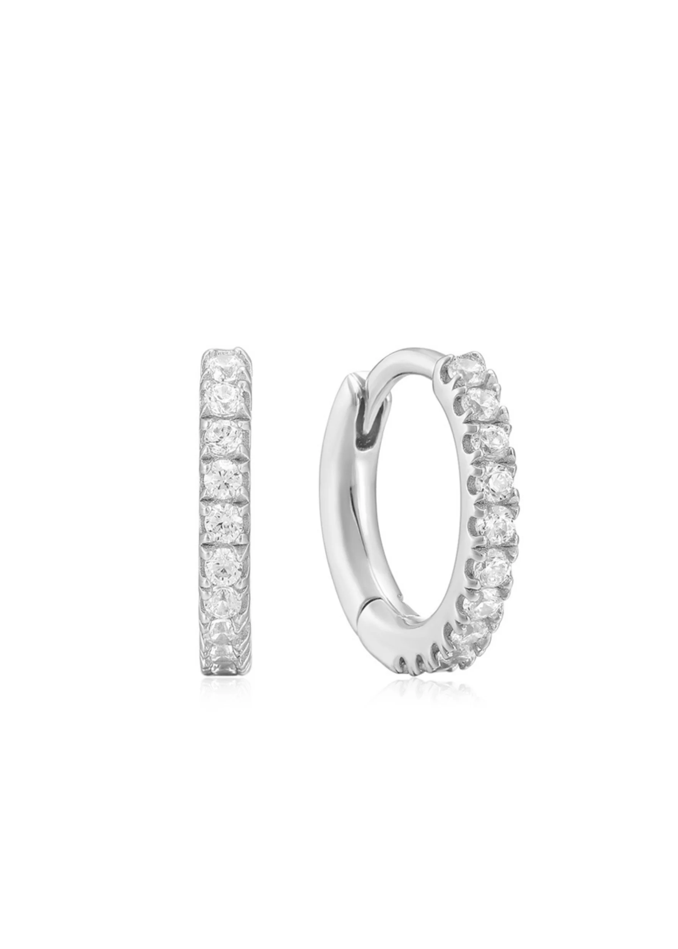 CLASSIC CZ HUGGIE EARRINGS SILVER