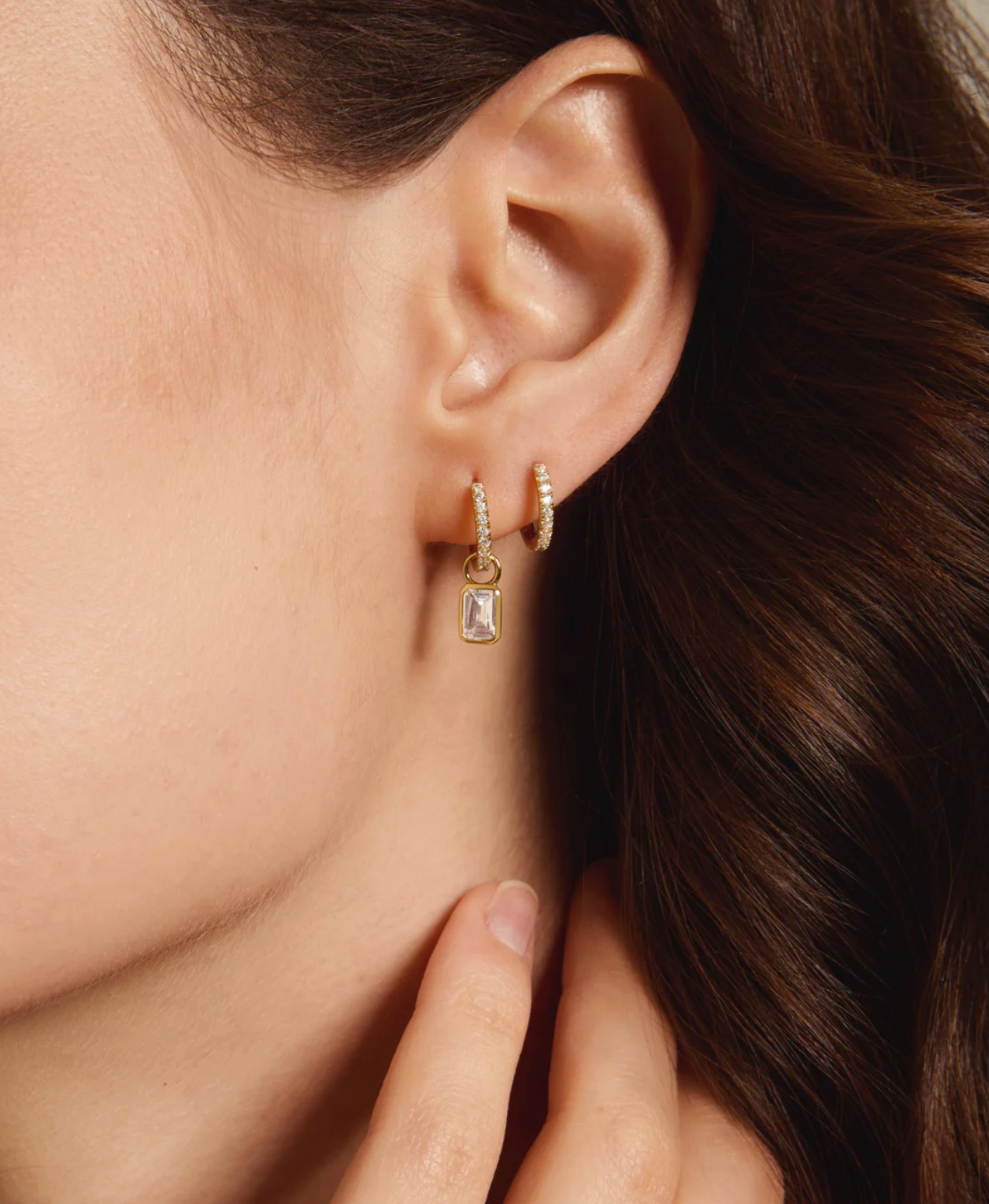 CLASSIC CZ HUGGIE EARRINGS YELLOW