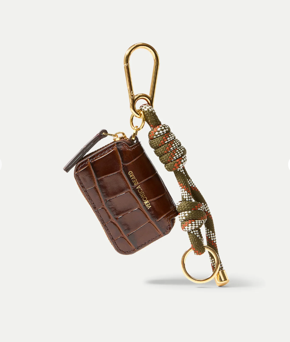 CROC ZIP POUCH BAG CHARM CHESTNUT