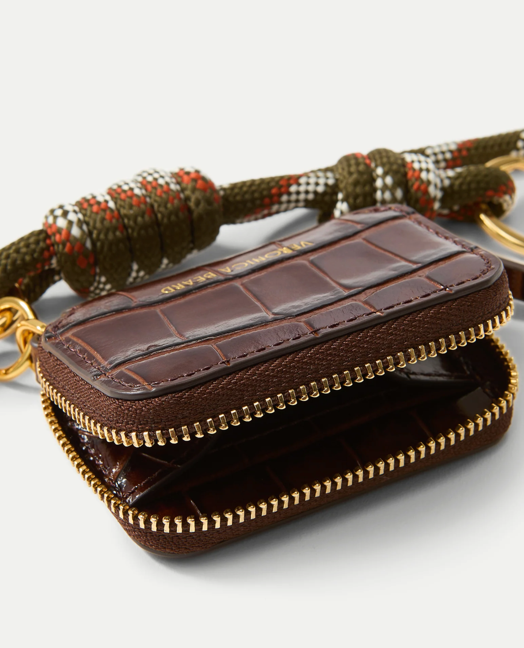 CROC ZIP POUCH BAG CHARM CHESTNUT