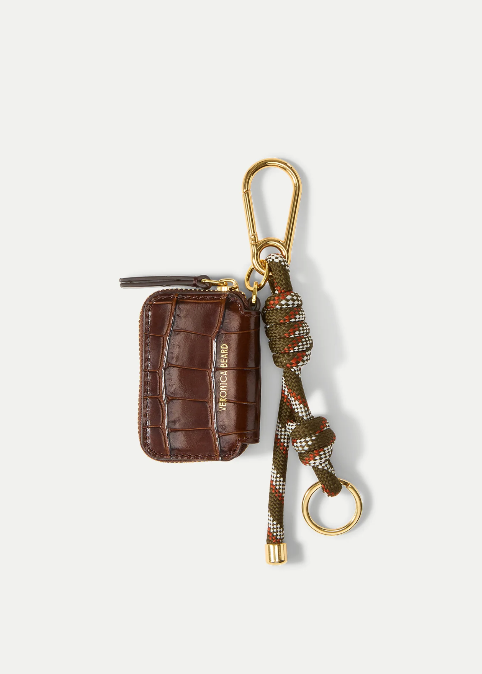 CROC ZIP POUCH BAG CHARM CHESTNUT