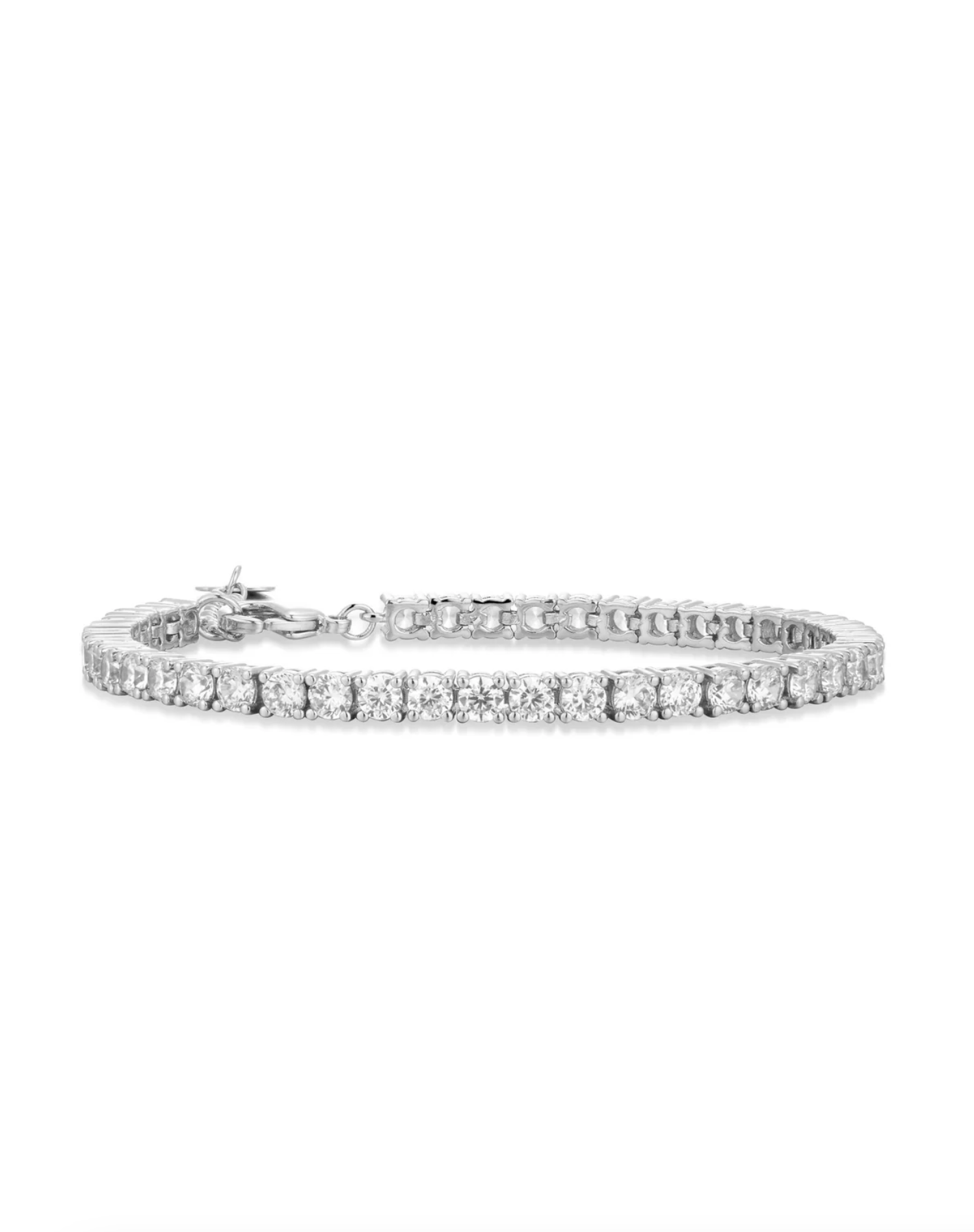 CZ TENNIS BRACELET LARGE SILVER