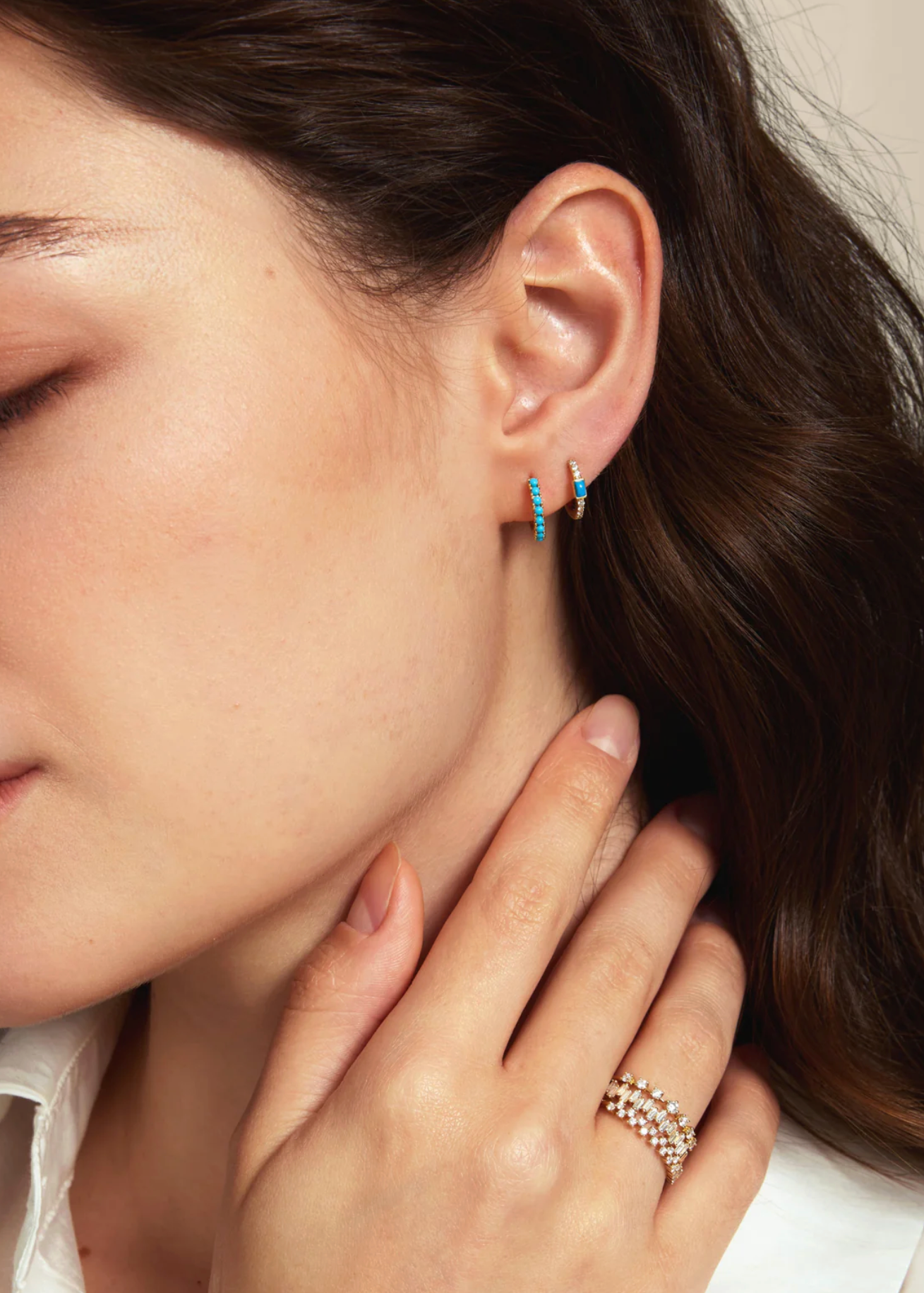 TURQUOISE HUGGIE EARRINGS