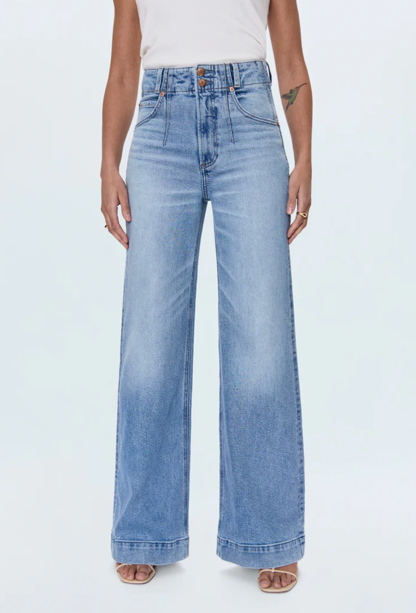 LANA DBL BUTTON HI RISE ULTRA WIDE LEG