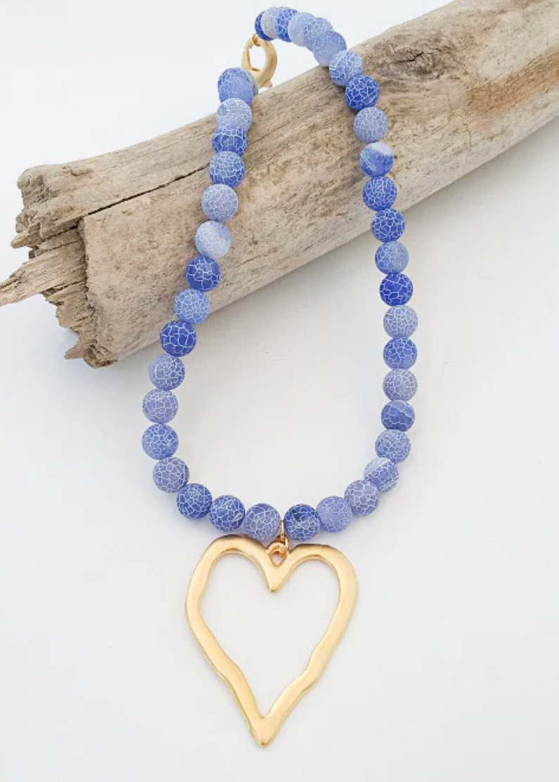 GEMSTONE BEADED NECKLACE HEART