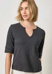RIB TRIM ELBOW SPLIT NECK