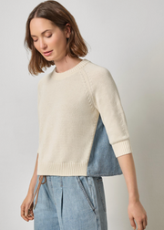 DENIM ELBOW SLEEVE SWEATER