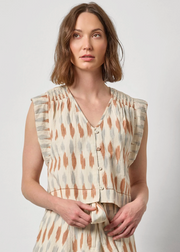 IKAT SHIRRED SHOULDER TOP