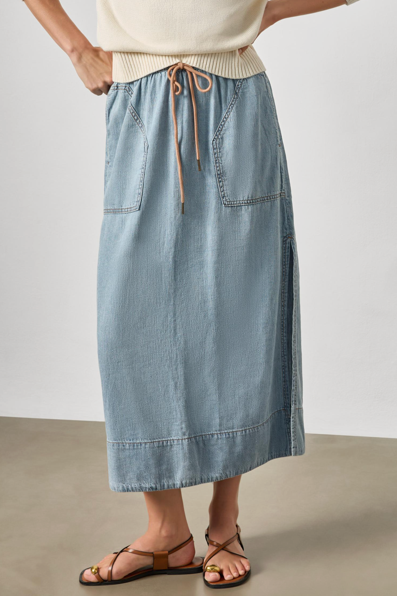 DENIM DRAWCORD SKIRT