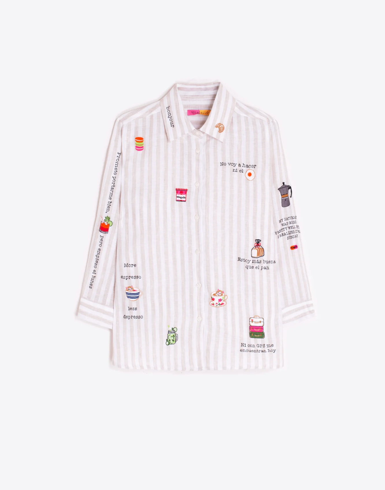 SARA STRIPED SHIRT W/ILLUSTRATIONS