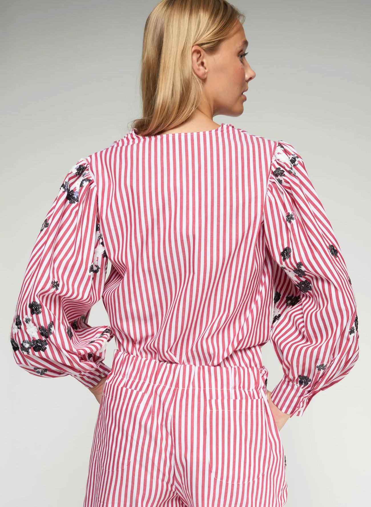MARLENE STRIPED SHIRT W/BOW
