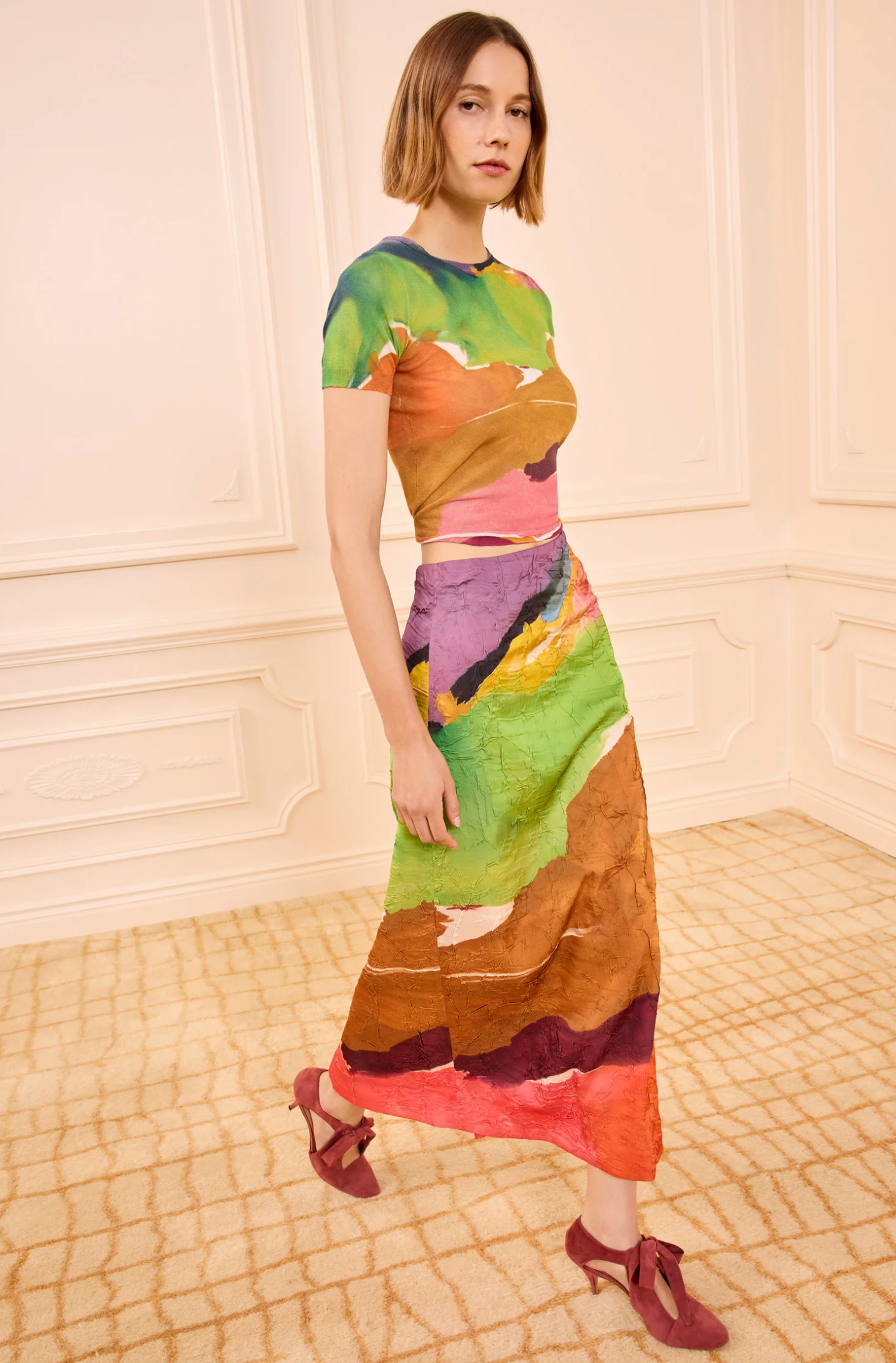 INEZ SATIN PENCIL SKIRT