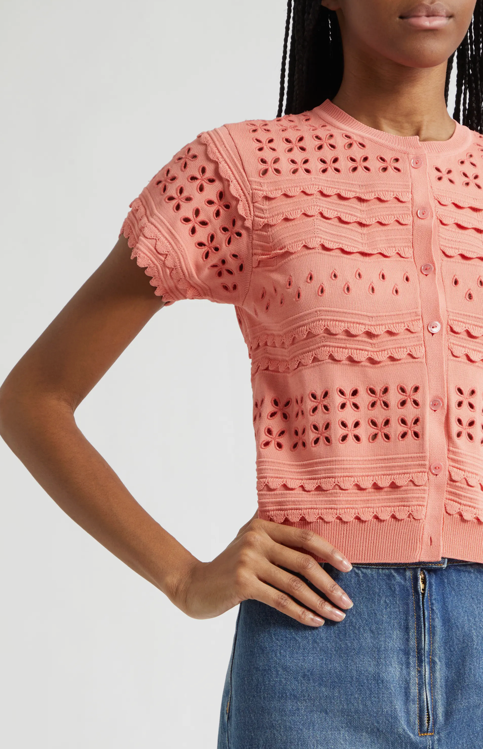 MARCELENA EYELET KNIT TOP