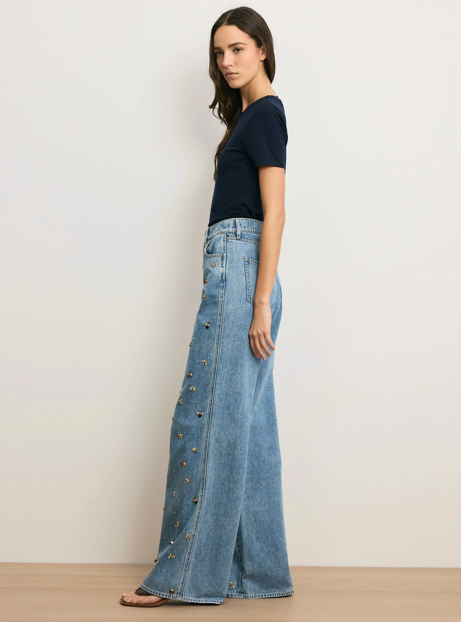 KASEY MID RISE WIDE LEG W/BEADING