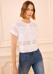 ABRIANA EYELET KNIT CARDIGAN
