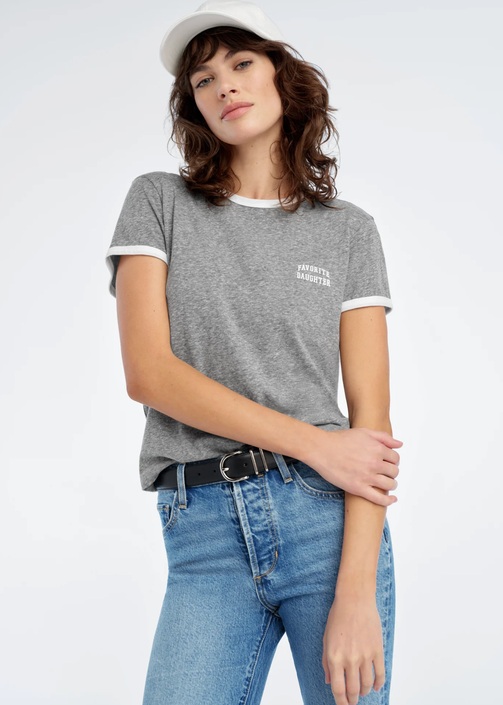 COLLEGIATE CHEST LOGO RINGER TEE
