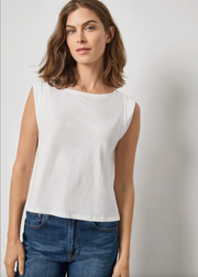 ROLLED EDGE SLEEVELESS BOATNECK