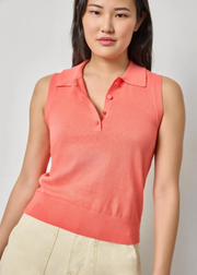 SLEEVELESS POLO SWEATER