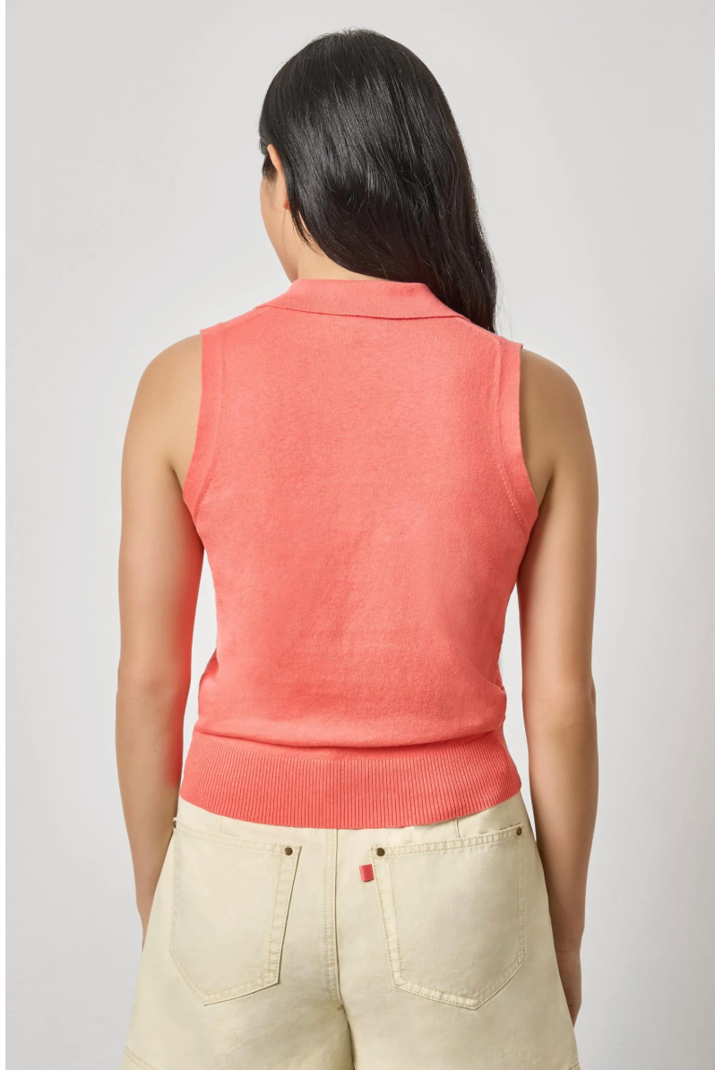 SLEEVELESS POLO SWEATER