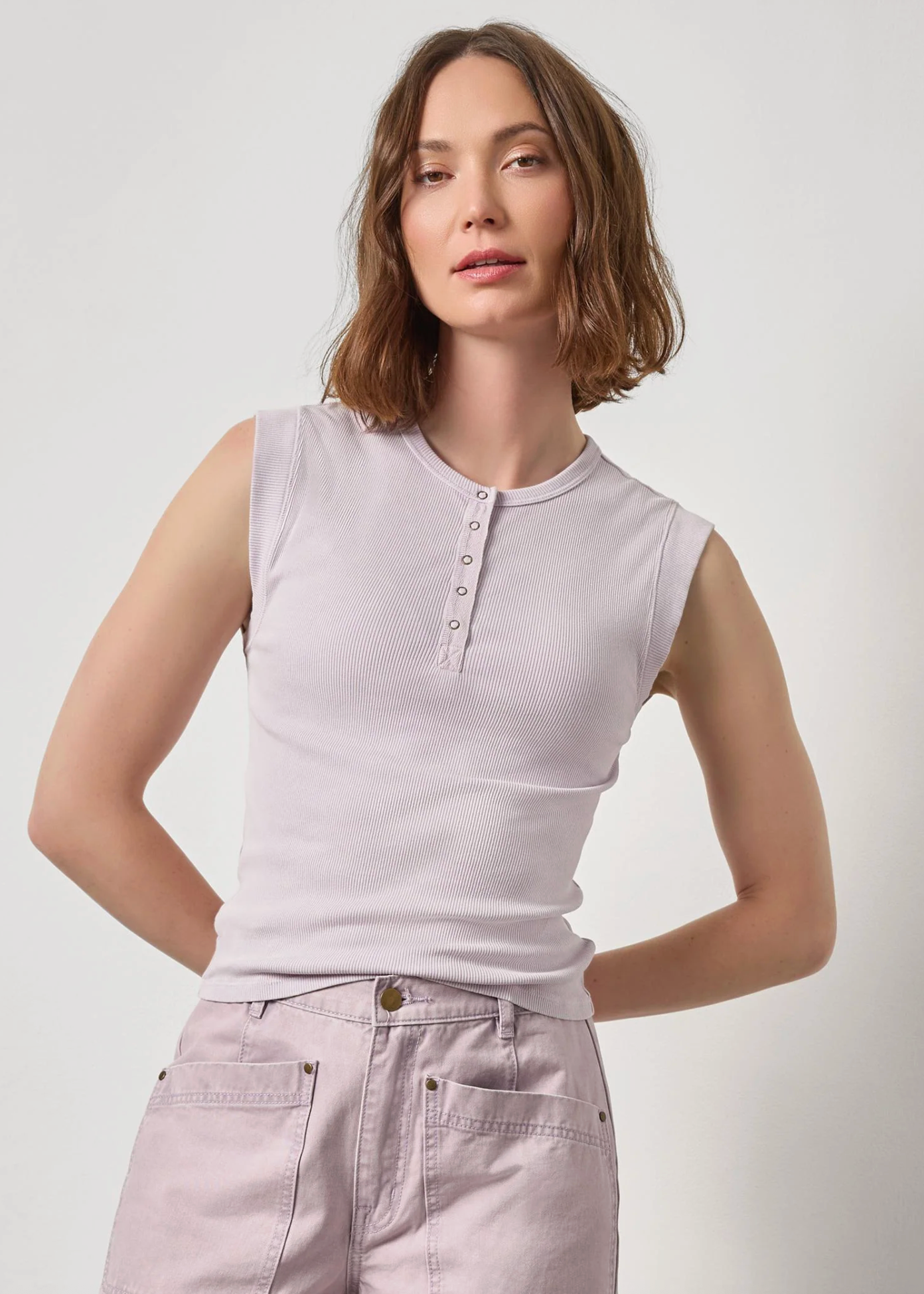 SUNWASHED CAP SLV HENLEY