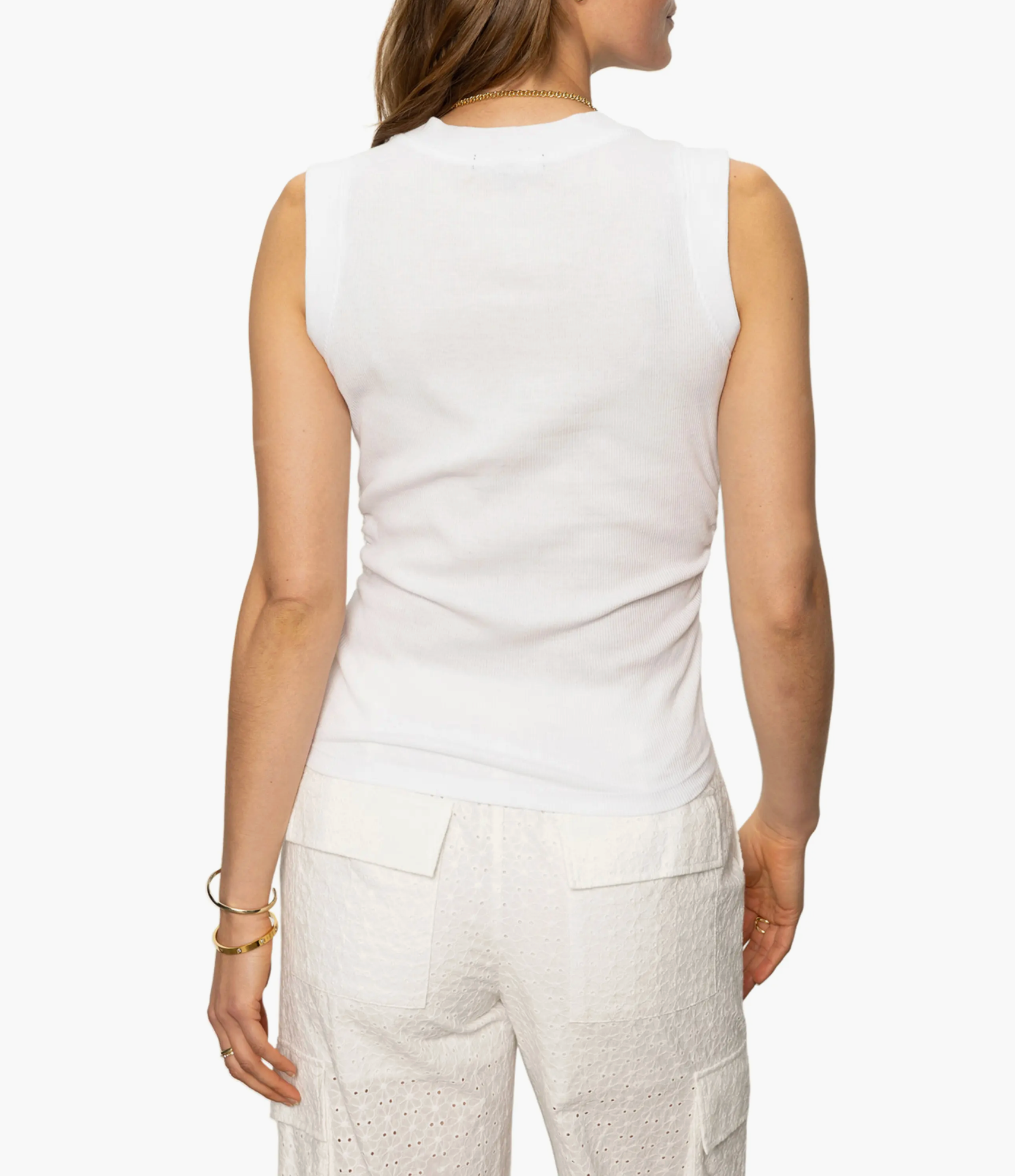 RIBBED RUCHED TANK