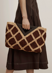 CROCHET RAFFIA VESPER BAG ESPRESSO MULTI