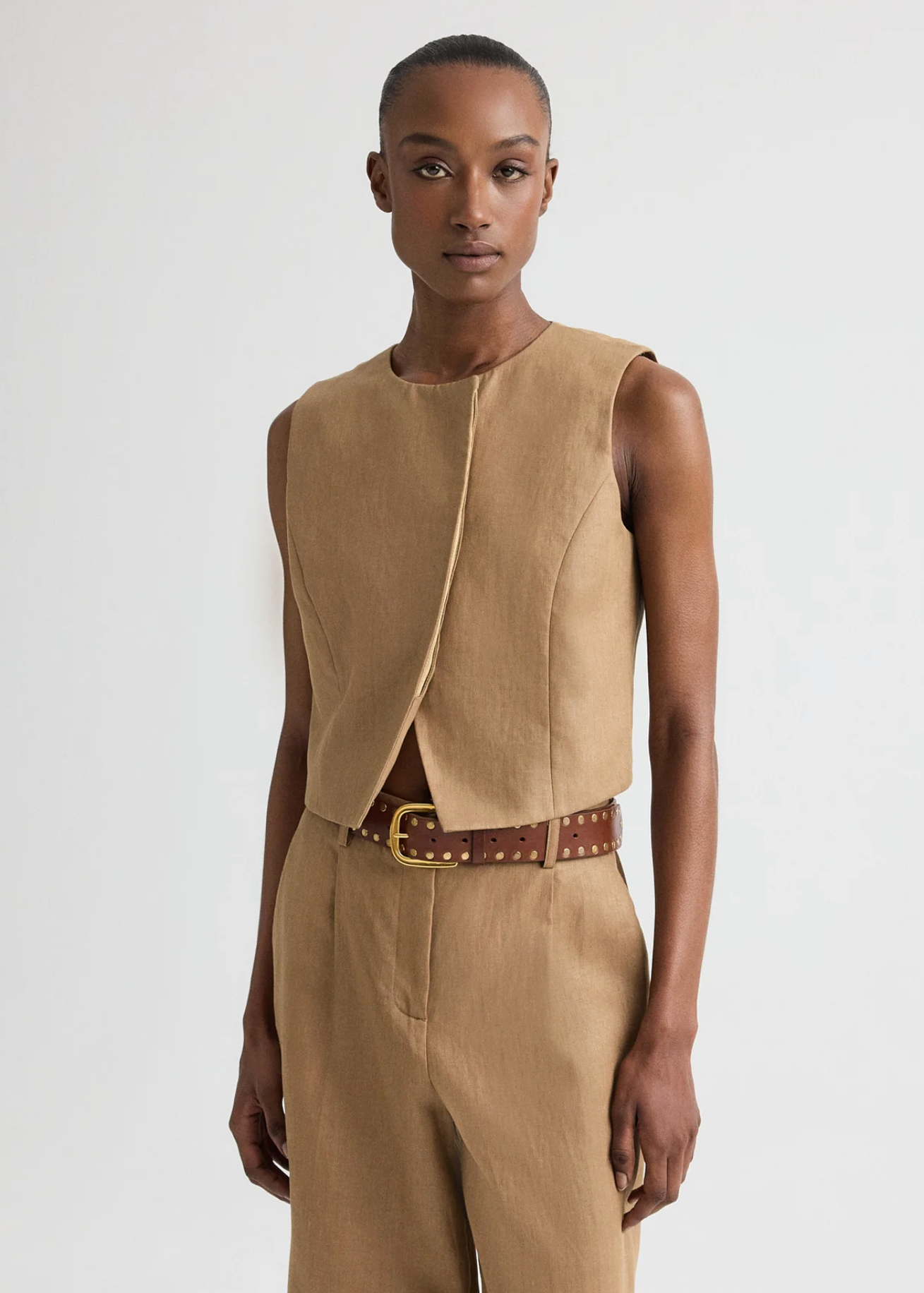 HIGH NECK HIDDEN PLACKET VEST