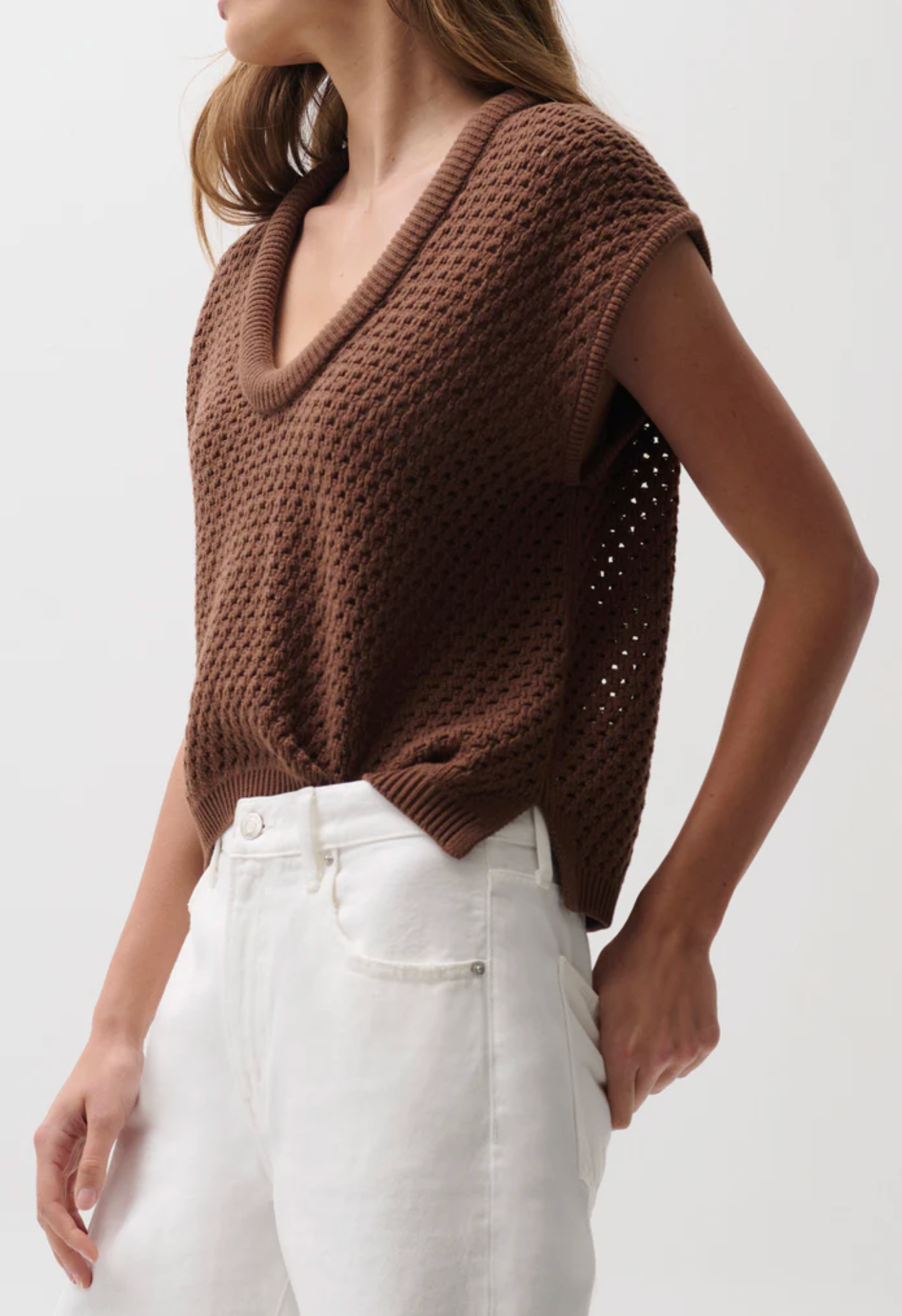 BECK OPEN KNIT CROPPED SWEATER