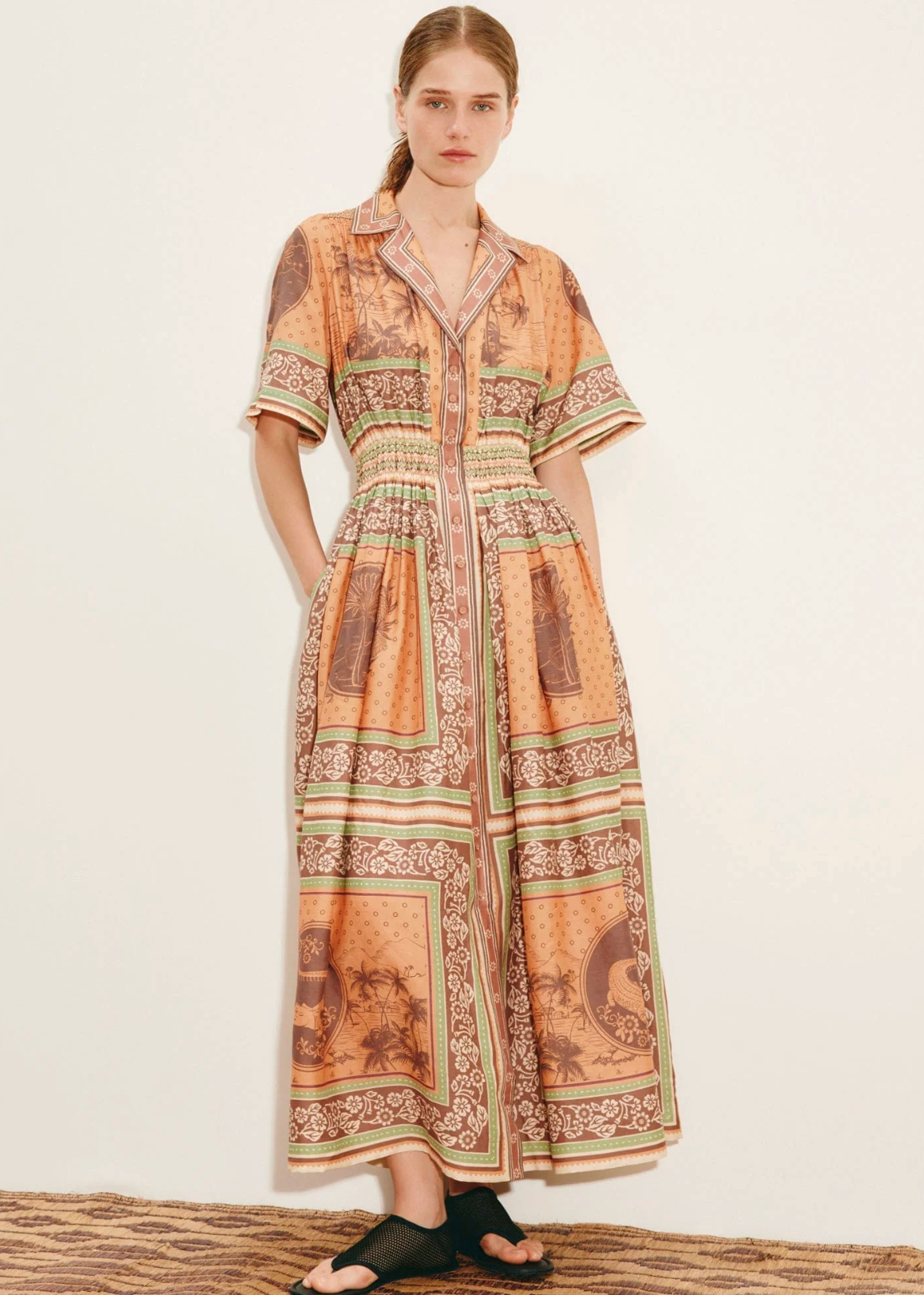 ALBERTA SMOCKED SHIRT DRESS