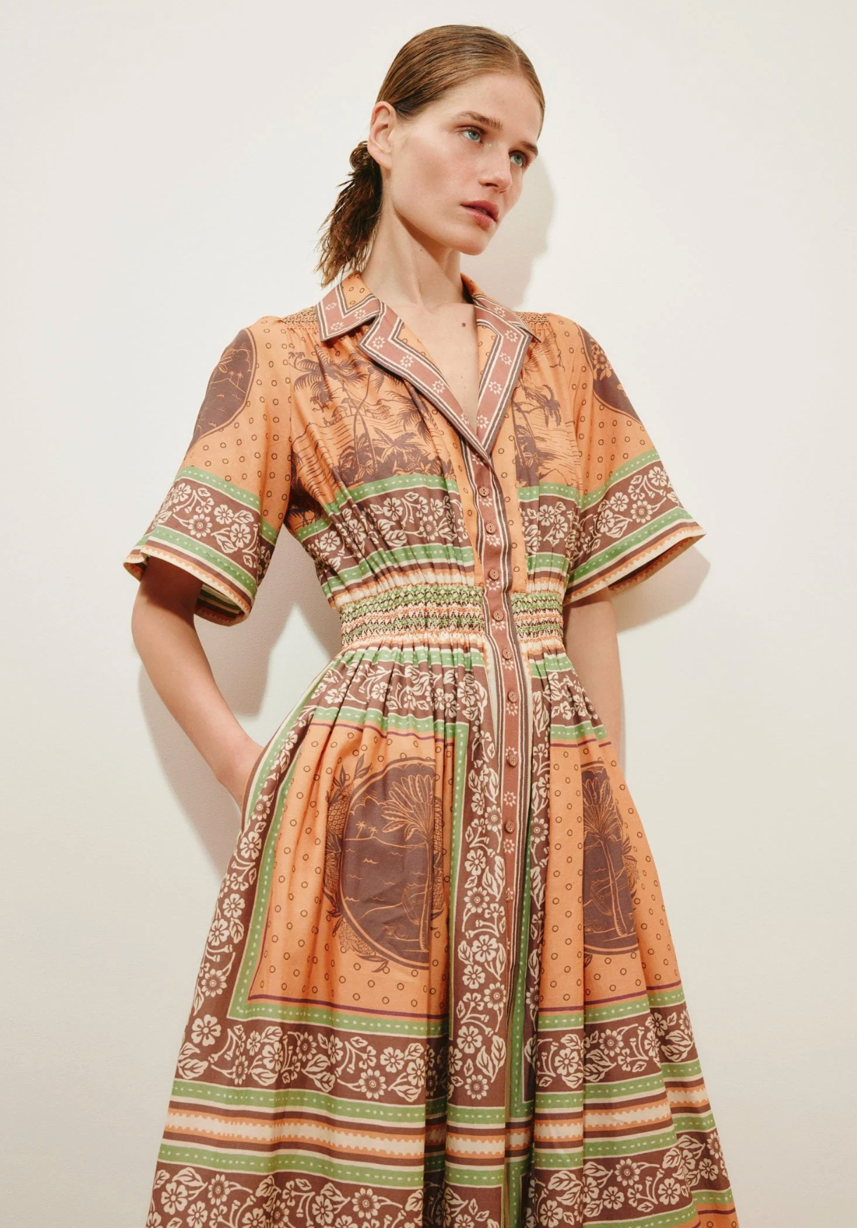 ALBERTA SMOCKED SHIRT DRESS