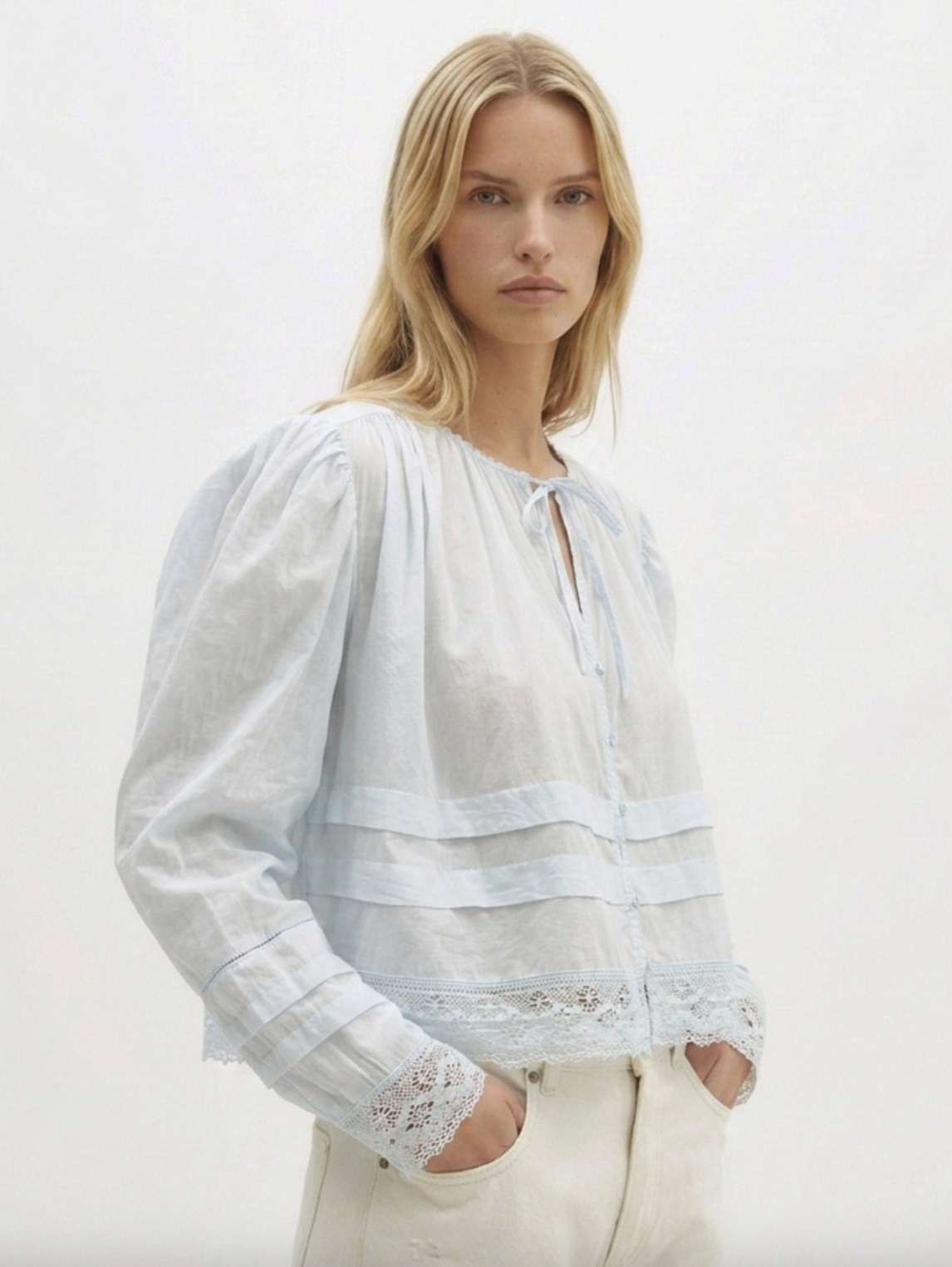 CHEMISE VOLANTS AVEC DENTELLE