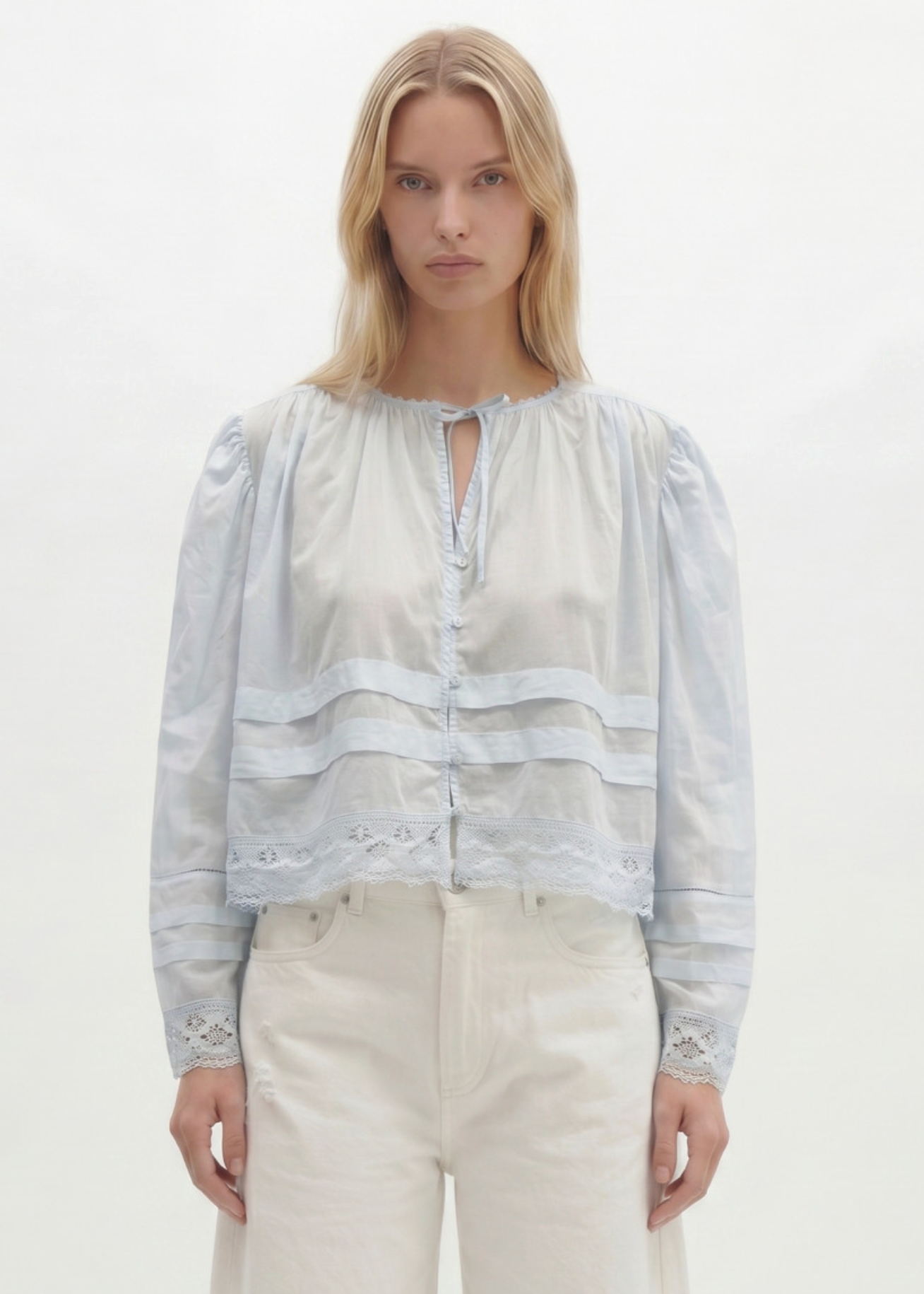 CHEMISE VOLANTS AVEC DENTELLE