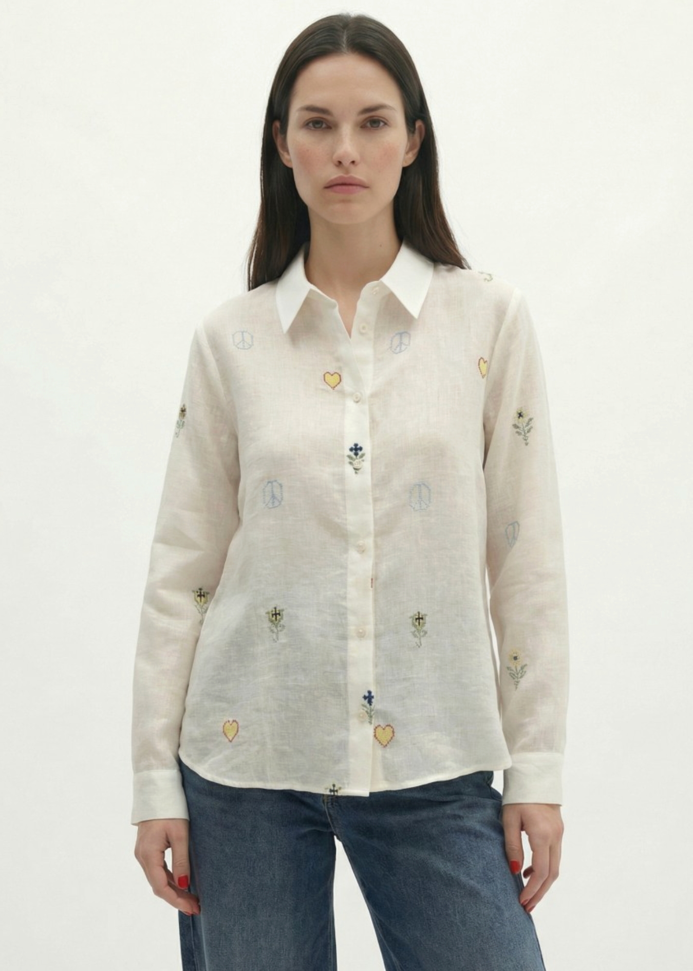 CHEMISE ML BRODERIES COLOREES