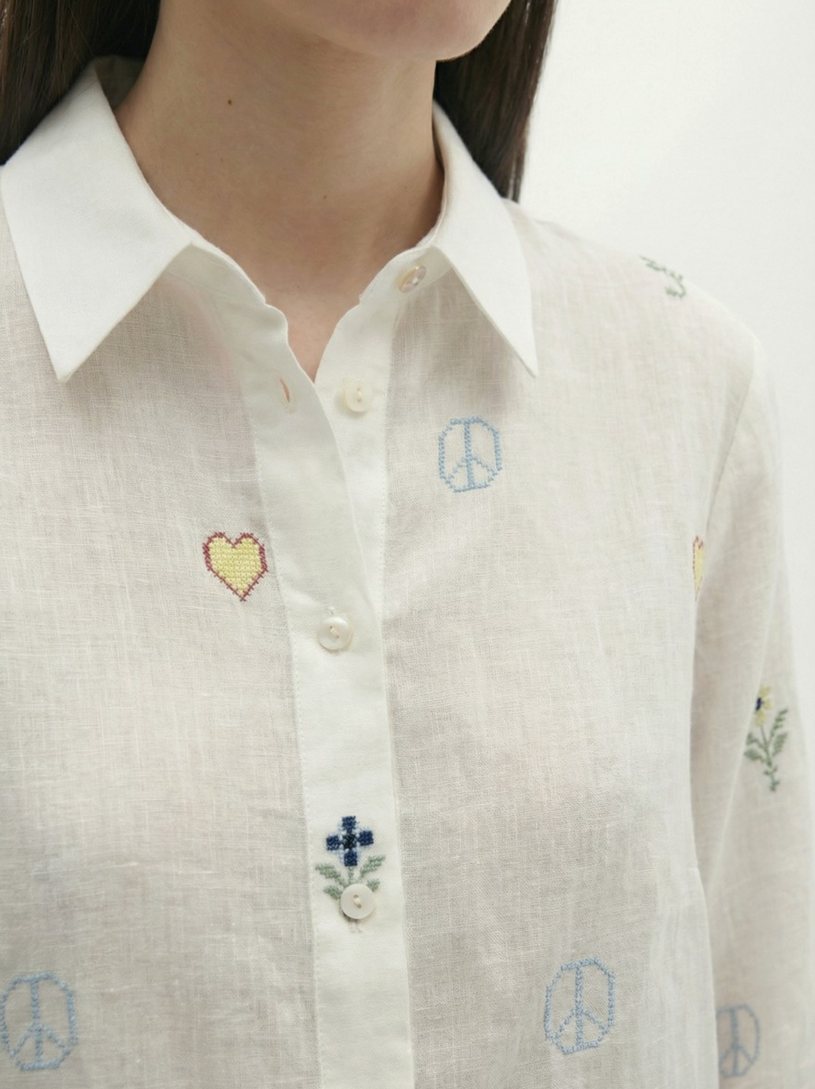 CHEMISE ML BRODERIES COLOREES
