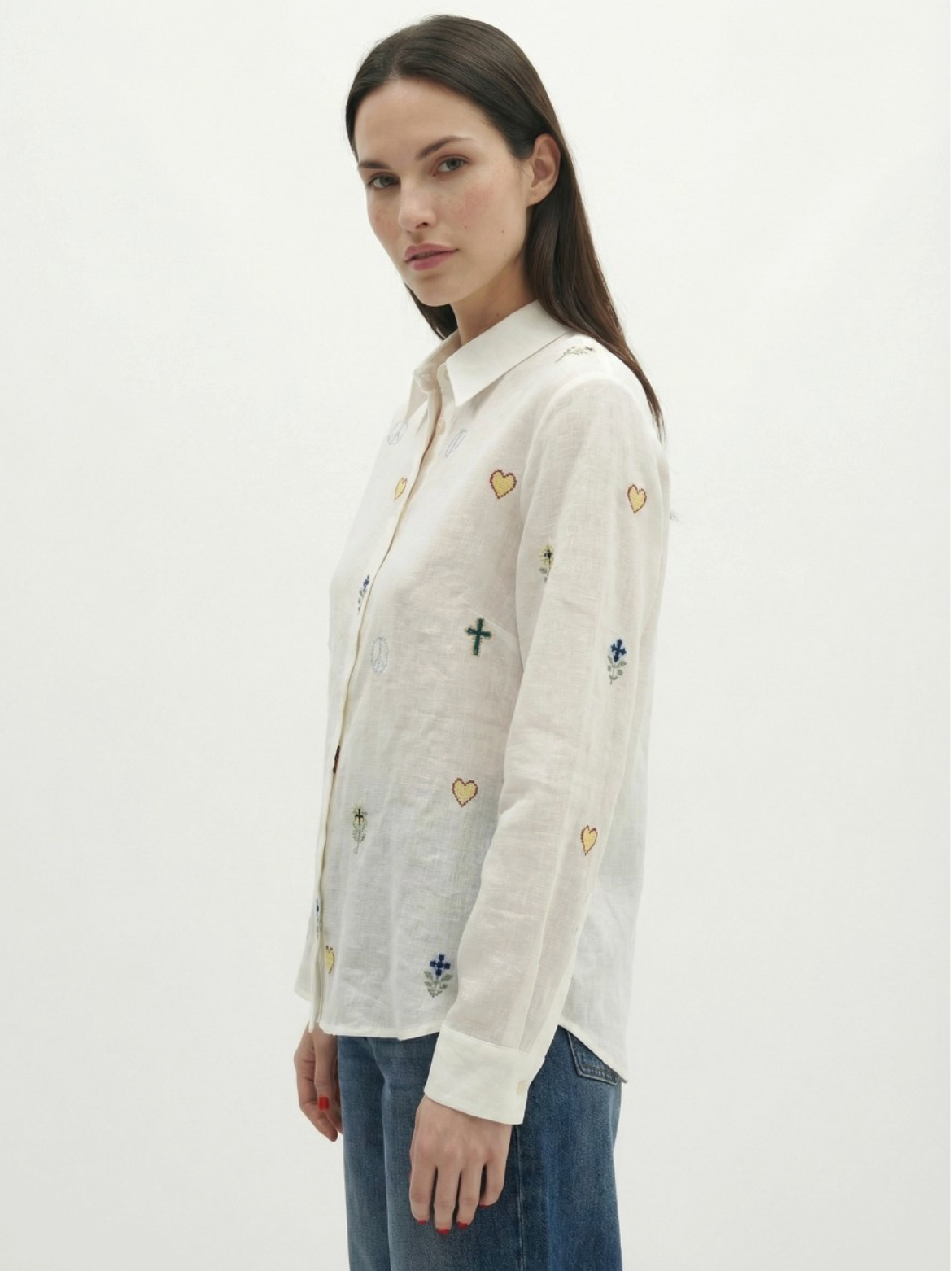 CHEMISE ML BRODERIES COLOREES