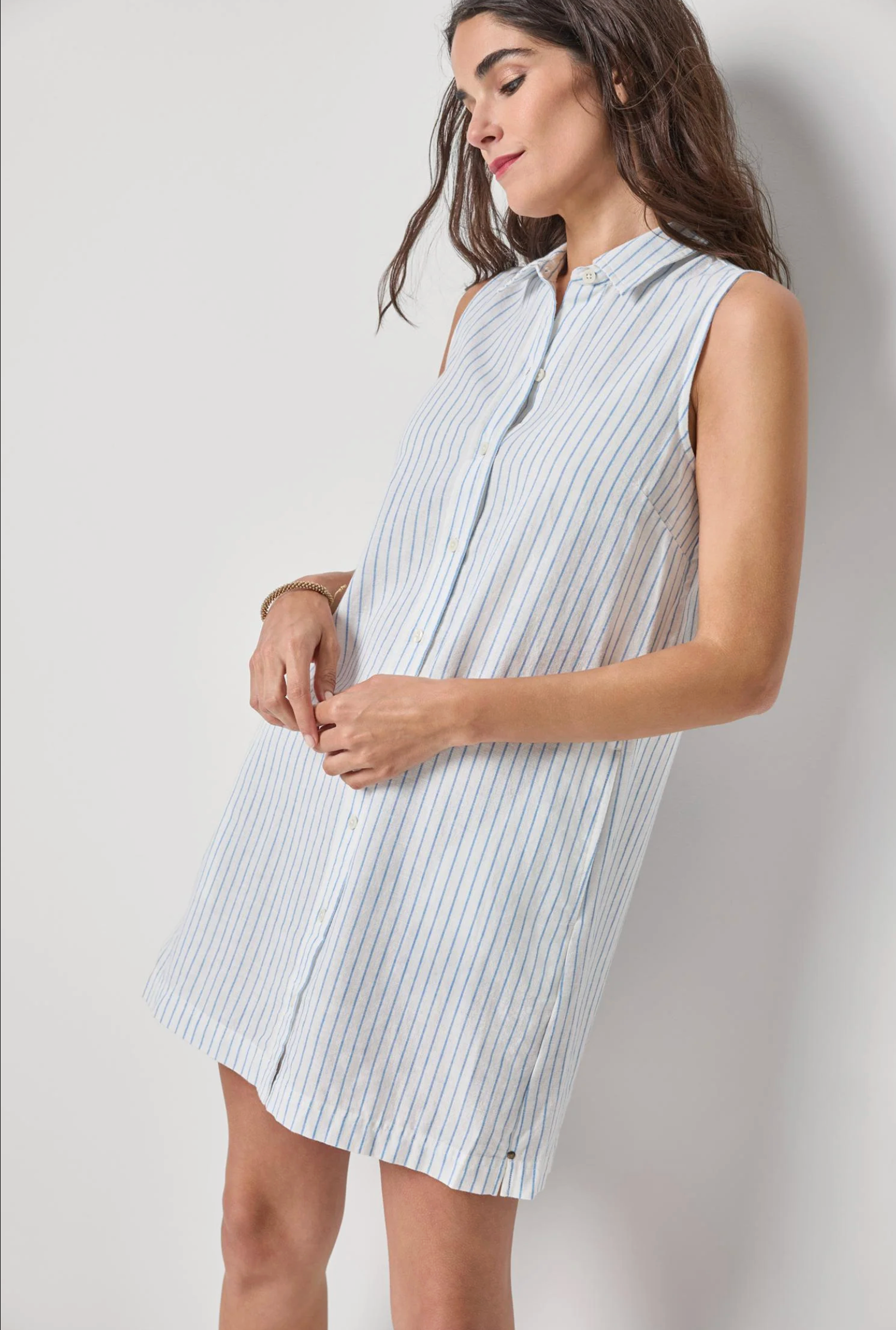 STRIPED BUTTON DOWN DRESS